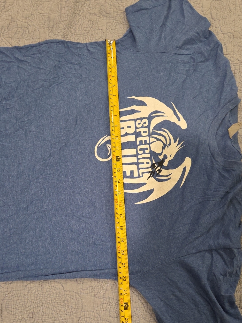Next Level Apparel Light Blue Graphic Tee with White Dragon Logo - Picture 6 of 7